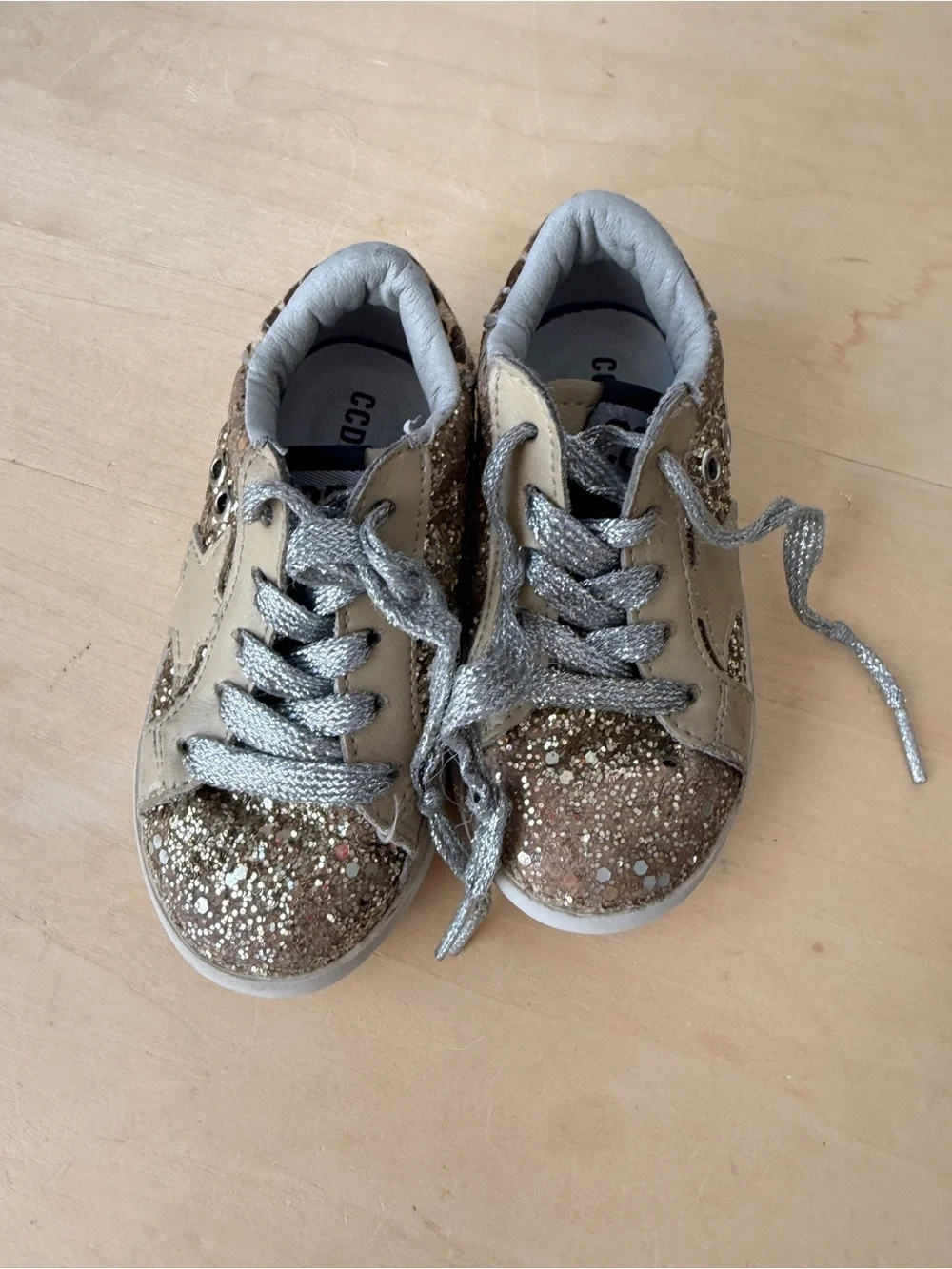 CCDB Star Kids Gold Gitter Lace up Sneakers - 22 / 14cm - Toddler 5
